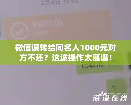 微信误转给同名人1000元对方不还